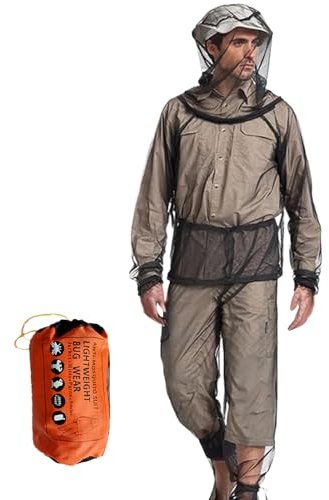 Combinaisons Anti-Moustiques Adultes | Veste de Protection Intégrale Contre les Insectes Volants | Vêtement Souple en Maille avec Pochette de Transport pour Randonnée Escalade Randonnée Sac à Dos