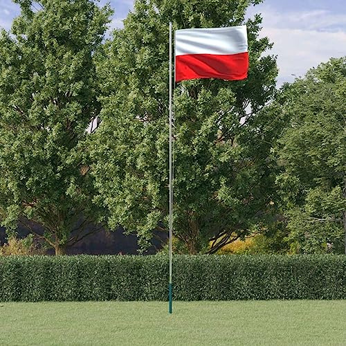 Bandiere decorative e maniche a vento, bandiera della Polonia e asta, 6,23 m, in alluminio