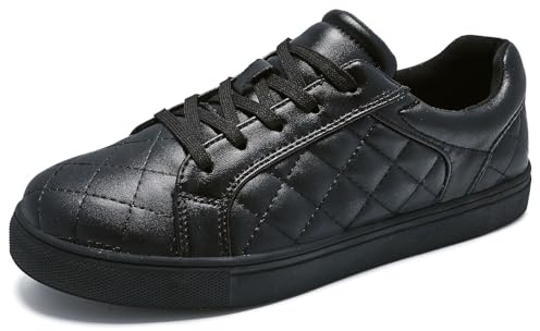 Trainers for Women Arch Support Lace Up Anti-Slip Sneakers with Memory Foam Casual Comfort Walking Shoes for Plantar Fasciitis Orthopedic Shoes Black UK 6