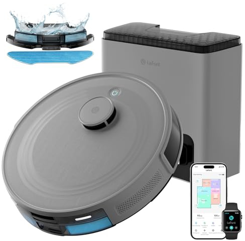 Lefant LiDAR Robot Vacuum and Mop Combo, 10000Pa Suction, 75-Day Self-Emptying Base with Multi-Floor Mapping, 240Min Runtime, Ideal for Pet Hair & Carpets, Wi-Fi/Alexa/App Control, M2S Plus