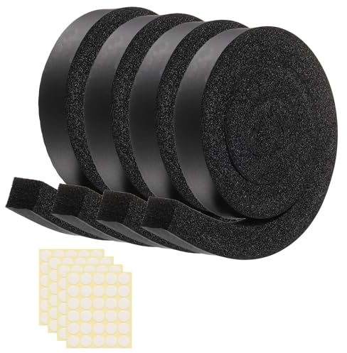 sourcing map Lot de 4 bandes d'étanchéité en mousse de 1 m, 2,5 cm de large x 2,5 cm d'épaisseur, ruban isolant en mousse haute densité à cellules ouvertes pour climatiseur, portes, fenêtres, noir