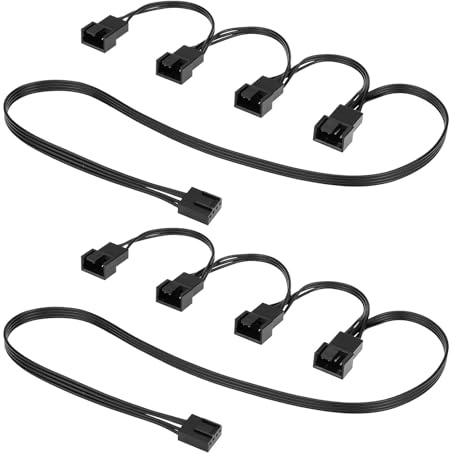 GERUI 4-Pin PWM Fan Splitter Kabel, 2 Stück | Kompatibel mit 3pin-Ventilatoren, Verlängerungskabel, Für Gehäuselüfter, CPU Lüfter, Hauptplatine Lüfter