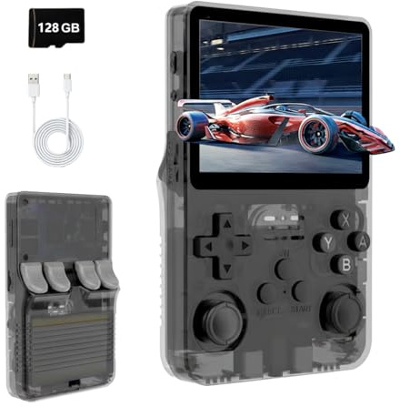 R40 Retro Handheld Games Console with 128GB, 20000+ Classic Video Games, 3.5 Inch IPS Screen Portable Gaming Console, Linux System, Dual-Core 64-Bit CPU, USB-C Rechargeable Retro Game Console