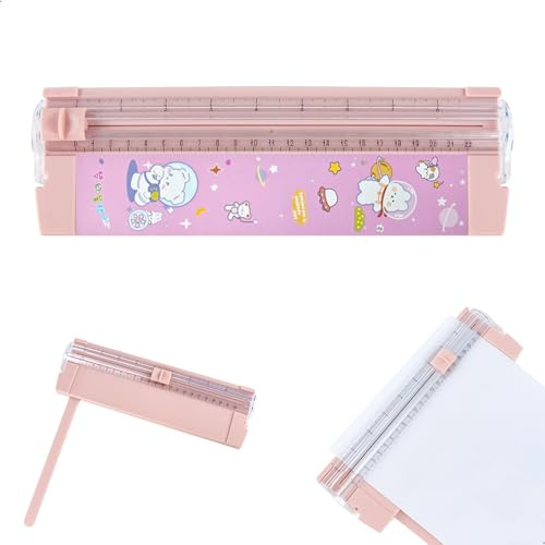 Taglierina Per Carta, Taglia Carta Di Precisione Tagliacarte Da Scrivania con Doppia Lama, Tagliacarta con Base Antiscivolo per Casa Scuola Ufficio, Rosa 270mm