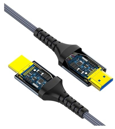 Câble Fibre Optique HDMI 2.1 8K 60 Hz / 4K 120 Hz – HDR Dynamique/eARC/HDCP 2.3, Compatible Avec Les Téléviseurs LG/Samsung/Sony, La PS5 Et Les Lecteurs Blu-ray(50m)