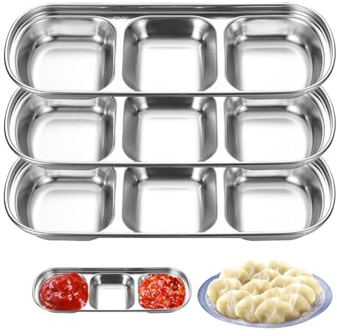 per salsa quadrati - 4 ciotole per condimento in acciaio inossidabile da 8 cm, mini impilabili per aperitivi, piattini per sushi, set di per condimenti | da servizio