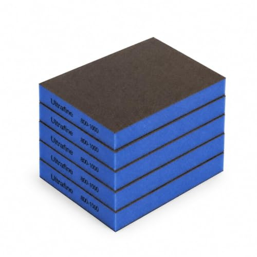 Schleifschwamm, Körnung 800/1000, flexibler Schleifblock für Nass- und Trockenanwendung, ideal für Holz, Metall, Trockenbau, Farbe, waschbar und wiederverwendbar, 12 Stück