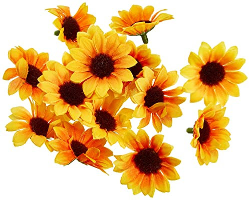 GLOREX 6 3803 593 - Fiori di Girasole, Artificiali, Dimensioni Circa 30-35 mm, 15 Pezzi, per Decorare, Come Decorazione sparsa