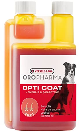 VERSELE-LAGA – Oropharma Opti Coat – Nahrungsergänzungsmittel für Hunde – mit Lachsöl – für EIN glänzendes Fell – 100% natürlich – 250 ml