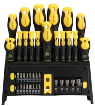 Toolland Coffret de tournevis et embouts avec support, magnétique, à fixation murale, en chrome-vanadium, 42 pièces
