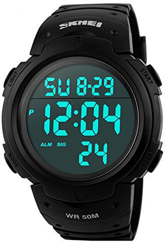 SKMEI Relojes digitales para hombre, impermeable, retroiluminación LED, pantalla de números grandes, multifunción, reloj de pulsera deportivo