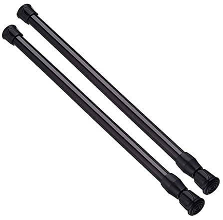 AIZESI Spring Tension Curtain Rods Short Tension Rod (Black,17 to 28-2Pc)