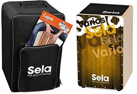 Sela SE 144 IT Varios Gold Cajon Bundle mit Rucksack, Sitzpad, italienischer Anfängerschule, CD und DVD