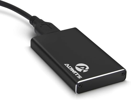 ADWITS USB 3.0 UASP zu mSATA 3030/3050 SSD SuperSpeed Adapter, Aluminium Externe Festplatte Gehäuse für Samsung 850 EVO, KingSpec, Kingston, Transcend Solid State Drive & More, Schwarz