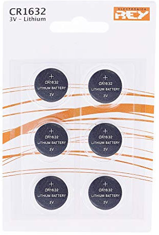 REY Pack de 6 Pilas CR1632 3V Alcalinas, Tipo Botón de Litio en Blister