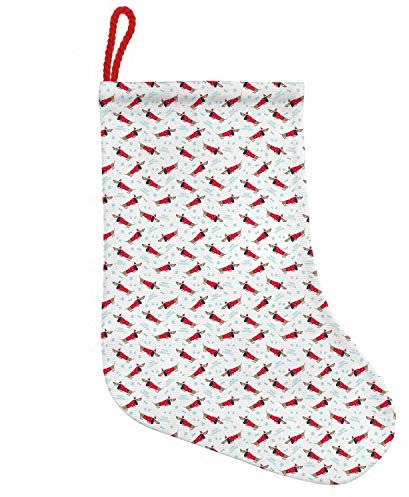 ABAKUHAUS Dackel Hängende Nikolausstiefel Weihnachtssocken, Frohe Weihnachten und EIN Hund, Weihnachtsstrumpf zum Aufhängen, 35x50cm, Warm Taupe Dark Pink