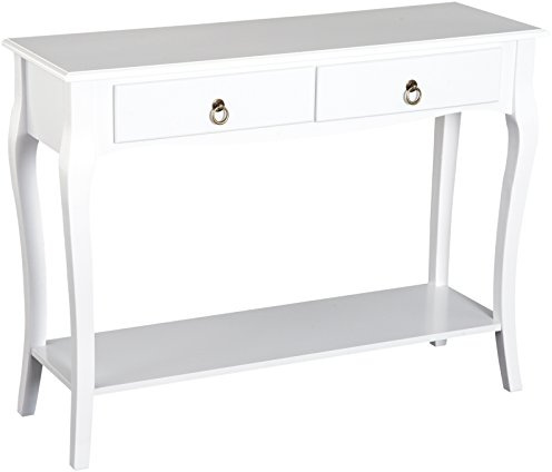 HOMCOM Konsolentisch Konsole Sideboard mit 2 Schubladen Holzfüße Flur Weiß 100x33x75cm