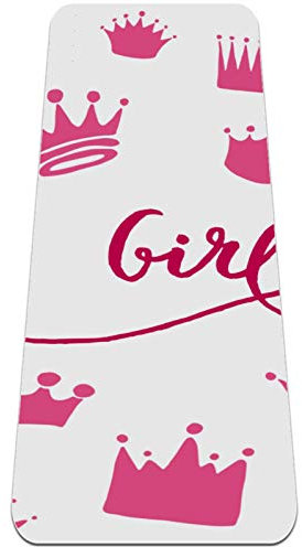 Rutschfeste Yogamatte 1/4 Zoll dick mit Tragegurt für alle Arten von Bewegung, Yoga und Pilates (72 'x 24' x 6 mm dick) Pink Crown Princess Pattern
