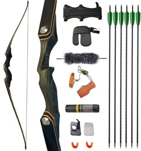 Bogenschießen 60 Zoll Takedown Langbogen und Pfeil Set 25-60lbs Jagdbogen Handgemachtes Langbogen-Kit Erwachsene Jugendanfänger Schießzielübung Rechte oder linke Hand (bogensatz rechts hand, 50lbs)