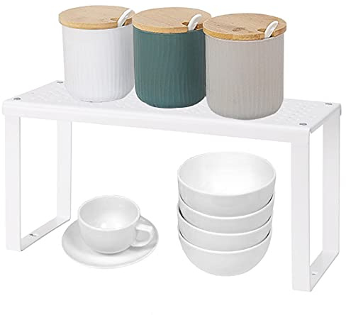 VINILITE Stackable Kitchen Cupboard Organiser Shelf Insert, Metal Cabinet Storage Shelves Storage Rack for Pantry, Countertops, Fridge (Small)