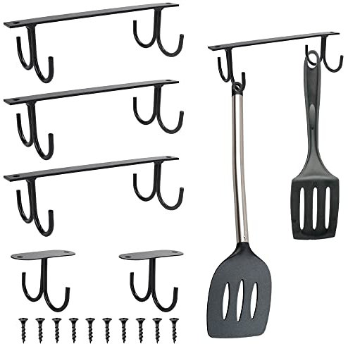 GIRAFEDA 5PCS Tasse Rangement Crochets Porte Tasse à Suspendre Porte-tasses Sous une Etagère Tasses Crochets de Rangementporte Tasse Suspendue à Visser Crochet Porte Tasse pour Cuisine Tasse Spatule
