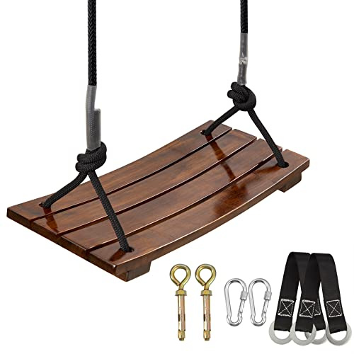 Balançoire Enfant Adulte Bois Siège Arbre avec Accessoire Portique | Imperméable pour Extérieur Max Chargé 200kg