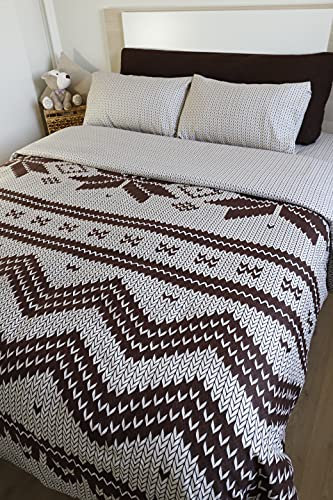Linge de lit Légende du Nord beige en flanelle 100 % coton pour lit (135 x 200 cm)