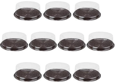 Housoutil Clear Cake Boxes 10 pack Cupcake Boxes with Domed Lids for Muffins Pastries Sushi Biscuits and Fruit Single Cake Containers 9.45 X 9.45 X 3.54 in