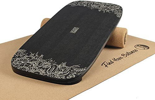 JUCKER HAWAII Balance Board Homerider Aka - Balanceboard mit großer Standfläche für bessere Koordination - Surf & Balancetrainer inkl. Korkrolle und Bodenschutzmatte