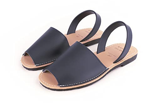 Scarpe da donna Menorcan Women Suola in gomma in pelle, Sandali Abarcas (Blu navy, numeric_40)