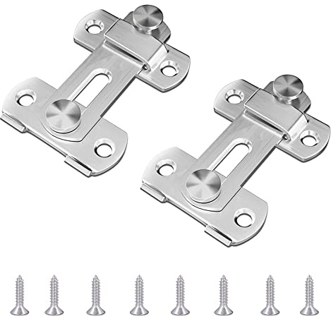 CEEYSEE 2 Stück Edelstahl Riegel Latch Türriegel Beidseitig Flip Latch mit Fester Schraube Bolzenriegel für Bad, Garage, Fenster, Garten, Schrank, Haustierkäfig, Käfigzubehör (SilberFK)