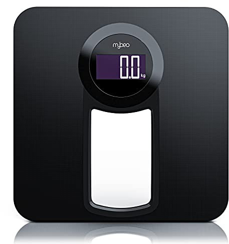 Personenwaage, Körperwaage mit Hochpräzisions Sensoren, Personen Digitalwaage mit Step-On-Technik, Gewichtswaage aus Sicherheitsglas, Waage mit LCD-Anzeige und LED Hintergrundbeleuchtung