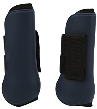 Guêtres de Tendon de Cheval, Guêtres de Jambe de Cheval PU + Tissu pour la Protection (Pattes antérieures Bleu Marine M)