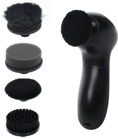 MegLob Kit De Bouchon De Chaussures Portable, Machine À Sabotuse À Chaussures Électriques Multifonctionnelle, Kit en Cuir De Soins Portables avec 4 Quatre Têtes De Pinceau De Remplacement