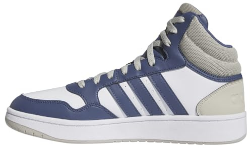 adidas Herren Hoops 3.0 Mid Lifestyle Basketball Classic Vintage Shoes Schuhe, Cloud White/preloved Blue/Putty Grey, 36 2/3 EU