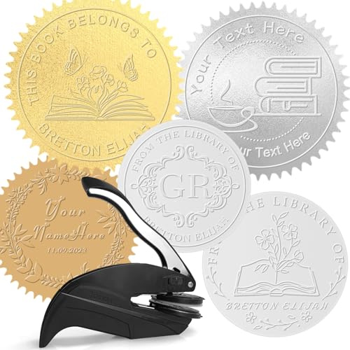 Sello personalizado para libro con relieve, sello personalizado para biblioteca, sello con relieve para libro de biblioteca, logotipo de texto, tarjetas de visita, papel, cuaderno