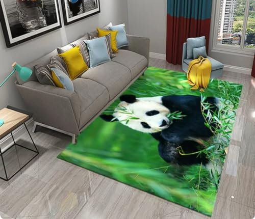 KIESEY Panda Print Bambus Teppich Wohnzimmer Schlafzimmer Türmatte Küche Eingang Dekoration rutschfeste Fußmatte 200x300cm