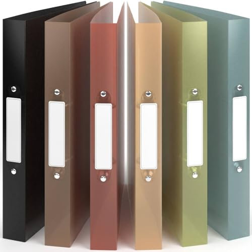 ACROPAQ - 6 x Ringbuch A4 - Mit 2 Ringen, Mit Rückenetiketten, Rückenbreite 3,5 cm, Wasser, Natur Farbkollektion - Ringhefter, Ringordner, Ordner A4 Schmal, Ringmappe A4, Schulordner