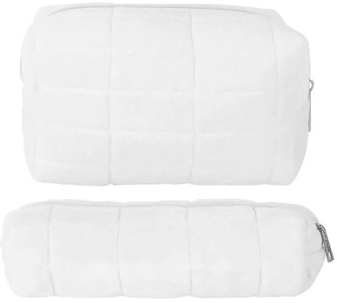 Reise Kosmetiktasche, 2 Stück Kulturtasche Kosmetiktasche, Kulturtasche Mit ReißVerschluss für Makeup Pinsel GroßEs FassungsvermöGen (Weiß)