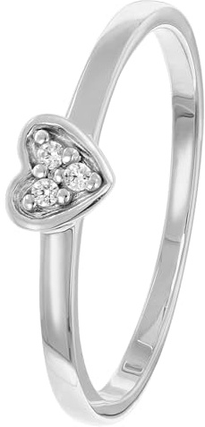 trendor Damenring Weißgold 333/8K Herz Mit Weißen Zirkonias 41540 | eleganter Ring für Frauen, tolles Schmuckstück und edles Accessoire,