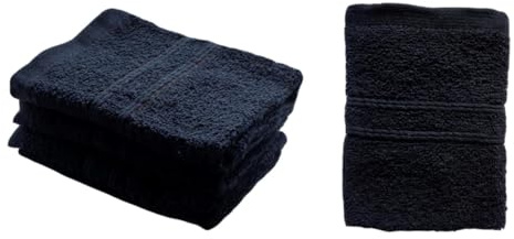 3 Pack Face Cloths Face Flannels 100% Egyptian Cotton Face Towel Colour Black