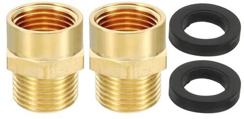 PATIKIL Brass Pipe Fitting Adapter, 2Pcs 1/2 NPT Female Thread x 1/2 G Male Thread Brass Reducer Hex Tubing Hose Connector Adaptor with Gasket for Plumbing