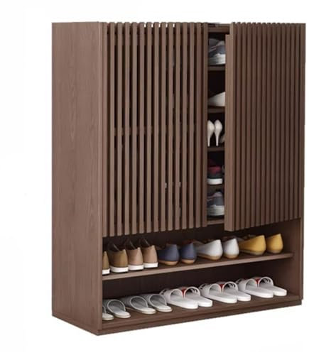 Zapatero Modular Aparador de almacenamiento de 45 pulgadas de alto, zapatero de entrada de madera con 2 puertas y estantes ajustables, for pasillo, comedor, color nogal Zapatero Armario(100cm)