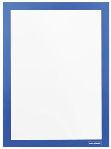 magnetoplan magnetofix Info-Rahmen 2 Stück, Blau | Format: A4 | Selbstklebender Magnet Bilderrahmen für Aushänge, Bilder und Dokumente
