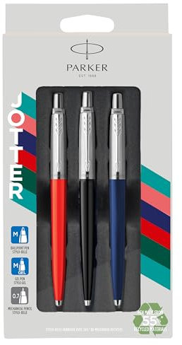 Parker Jotter Originals Trio Stift-Geschenkset | Kugelschreiber, Gelschreiber & Druckbleistift | Hergestellt aus 55 % recycelten Materialien* | Perfekte Geschenke zum Uni- oder Schulabschluss