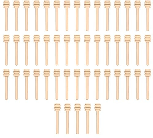 50 Pièces Bâtonnets de Trempette de Miel, Mini Agitateur de Mélange de Miel en Bois Cuillère à Miel Collectant le Pot de Distribution de Bruine pour les Faveurs de Fête de Mariage