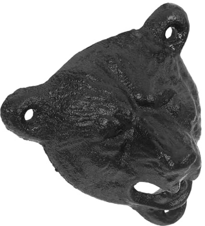 Cabilock Apribottiglie Robusto e Decorativo Design Rustico Creativo Testa di Orso in Ghisa Nera da Parete per Casa e Bar