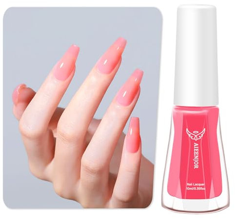 Aieenjor Schnelltrocknender Nagellack, Rose Pink Nagellack ohne UV-Lampe Rosa Nail Polish Schonend und langanhaltend (Rosa Pink)
