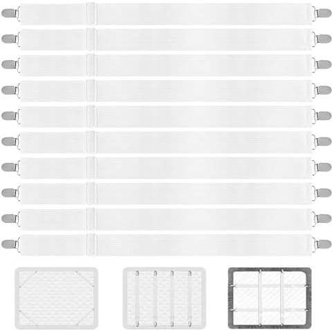 KOXXIAMOQ 10 Stück Bettlakenspanner Verstellbar, bis 130cm Elastische Betttuchspanner mit Clips, Spanner für Bettlaken Spanngurte, Spannbettlaken Halter für Sofa Bügelbrett Matratzenspanner(Weiß)
