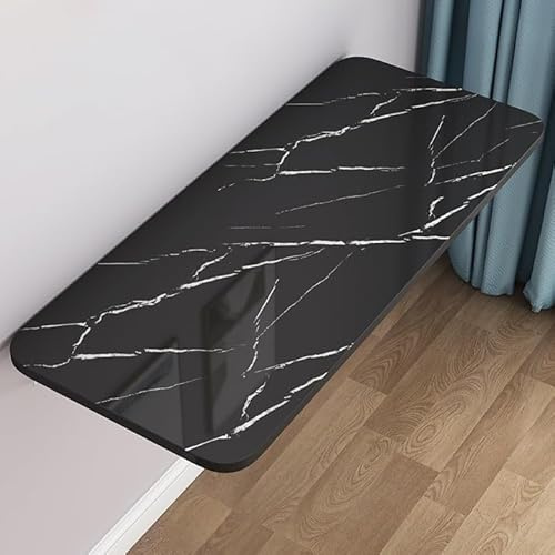 YFQYRB Tavolo Pieghevole A Parete in Legno Versatile Tavolo da Pranzo Pieghevole 100x50cm Tavolino Porta PC da Parete Galleggiante Tavolo Pieghevole A Muro(Black Stone,70x40cm/28x16in)